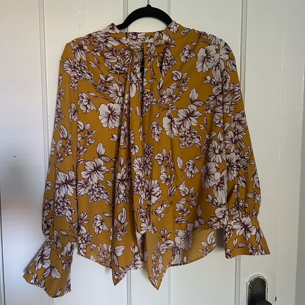 Forever 21 Mustard Floral Blouse